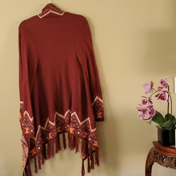 Entro Aztec Fringe Open Cardigan Size S - Picture 2 of 7